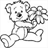 Bear and flower coloring page