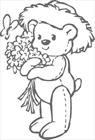 Little bear in hat with flower coloring page