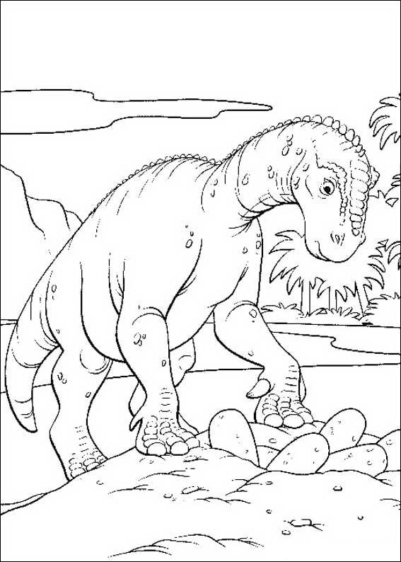 Dinosaur with eggs coloring page