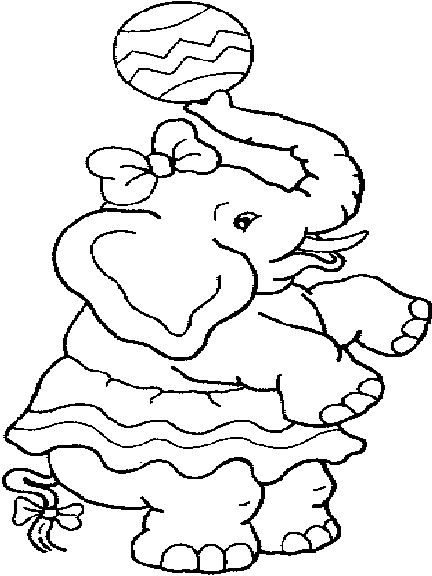 Elephant with ball coloring page
