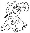 Pig with four leaf clover coloring page