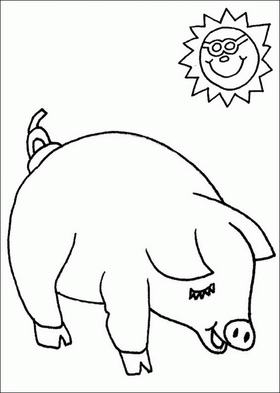 Sunny pig coloring page