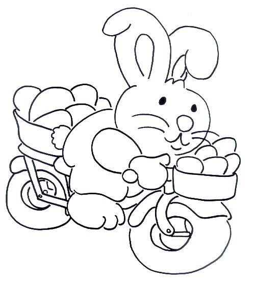 Easter rabbit on bike coloring page