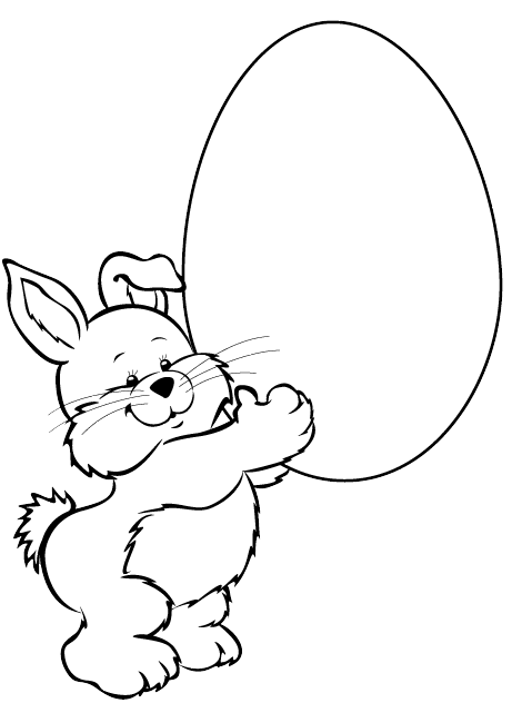 Easter rabbit with egg coloring page