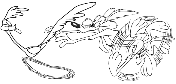 Wolf and bird running coloring page