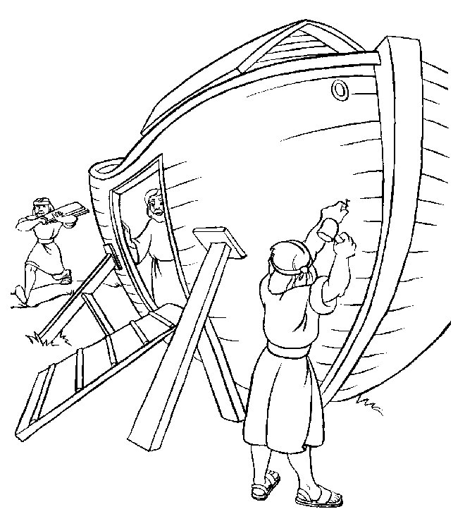 Noah's ark build coloring page