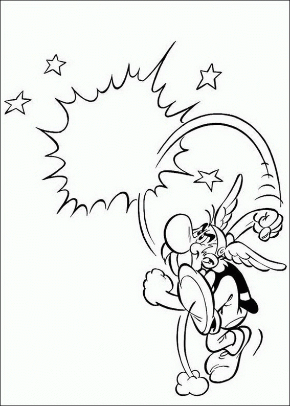 Asterix fighting coloring page