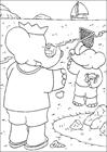 Babar on beach coloring page