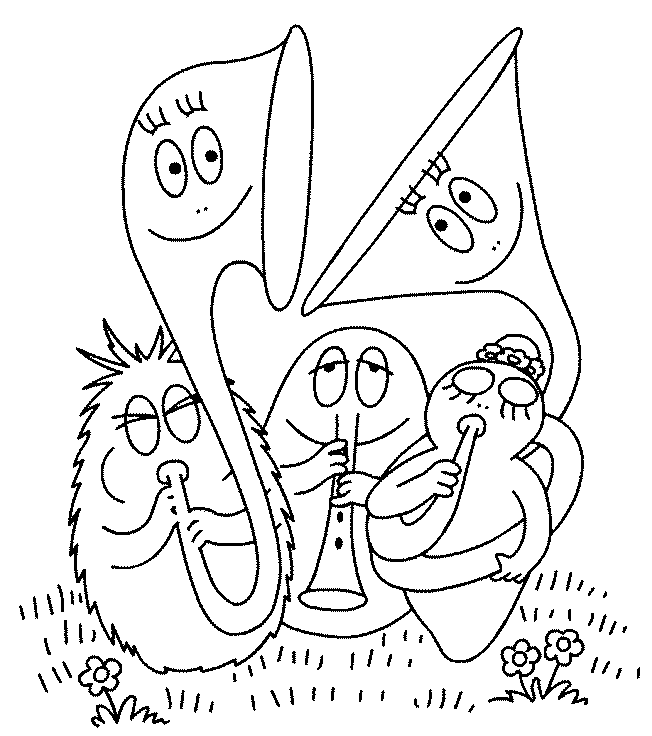 barbapapa playing music coloring page