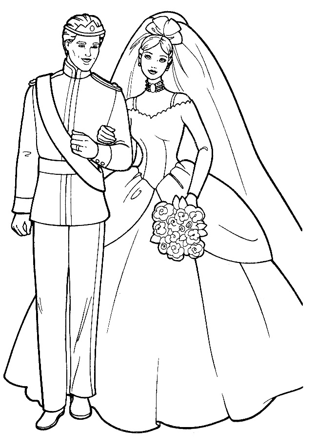 Barbie wedding coloring page