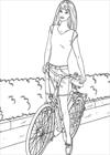 Barbie with bike coloring page