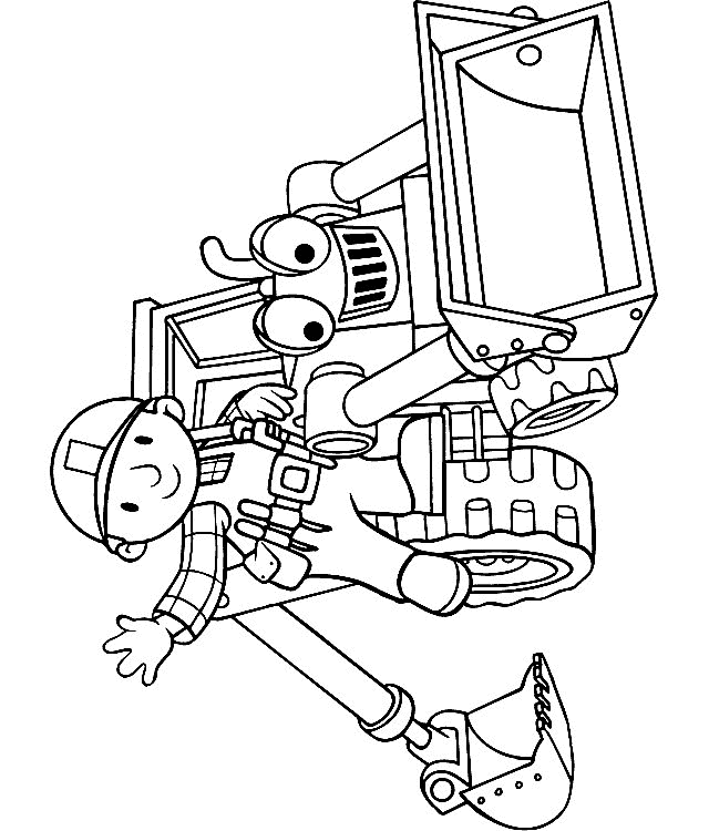 Bob the builder and Scoop coloring page