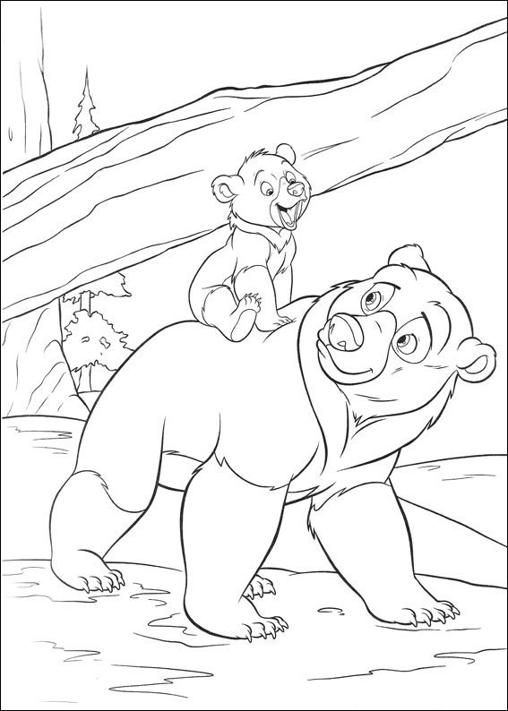 Brother Bear and little bear coloring page