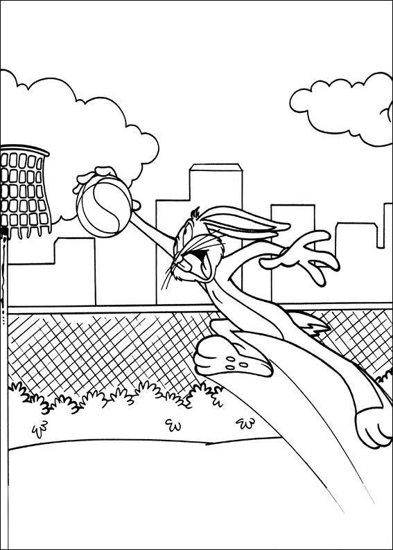 Bugs Bunny playing basketball coloring page