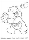 Care Bears playing baseball coloring page