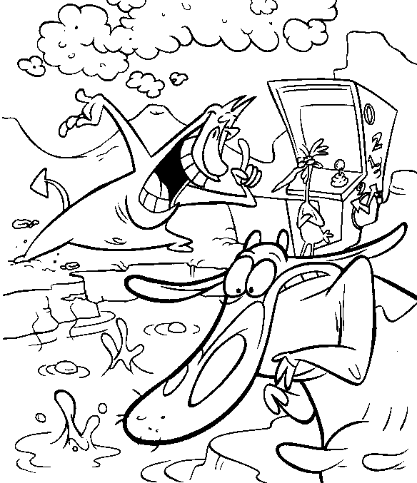 Cow and Chicken coloring page