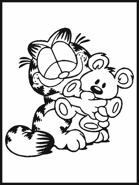 Garfield and Pooky bear coloring page