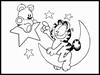 Garfield and Pooky bear star moon coloring page