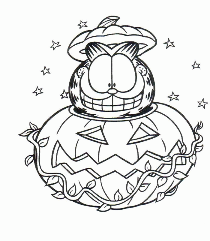 Garfield halloween 2 coloring page