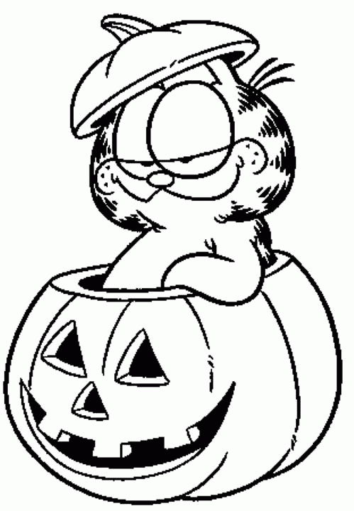 Garfield halloween coloring page