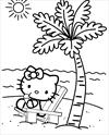 Hello Kitty at the beach coloring page