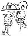 Hello Kitty jumping coloring page