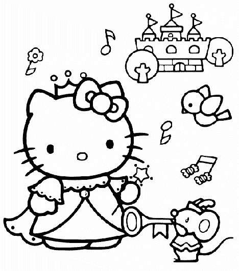 hello kitty music coloring page