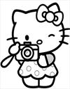 Hello Kitty take a photo coloring page