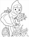 Little Red Riding Hood girl and flowers coloring page