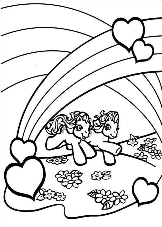 My Little Pony under the rainbow coloring page