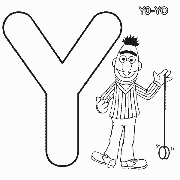 Sesame Street Bert playing with yoyo coloring page