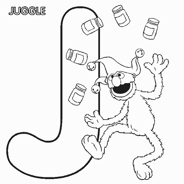 Sesame Street Grover juggle  coloring page