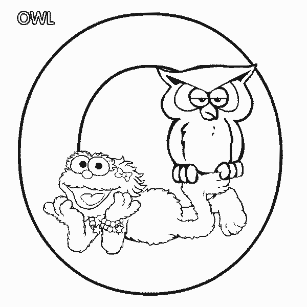 Sesame Street Zoe with owl coloring page