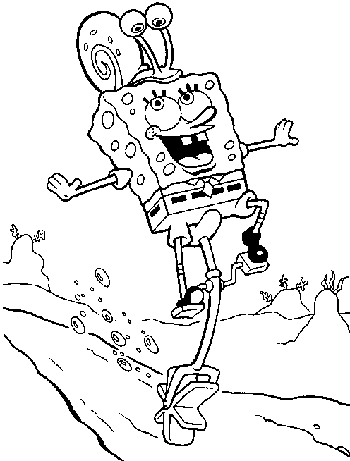 SpongeBob and Gary coloring page