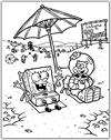 SpongeBob and Sandy on the beach coloring page