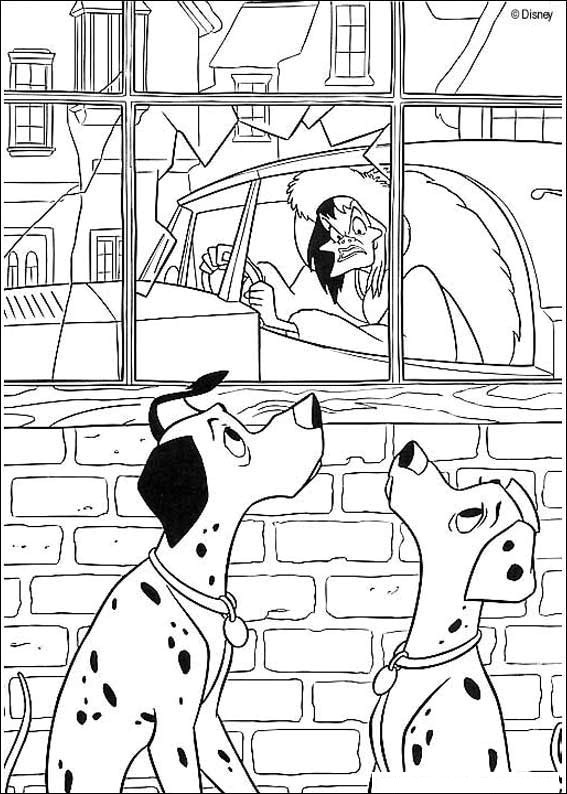 101 Dalmatians hiding coloring page