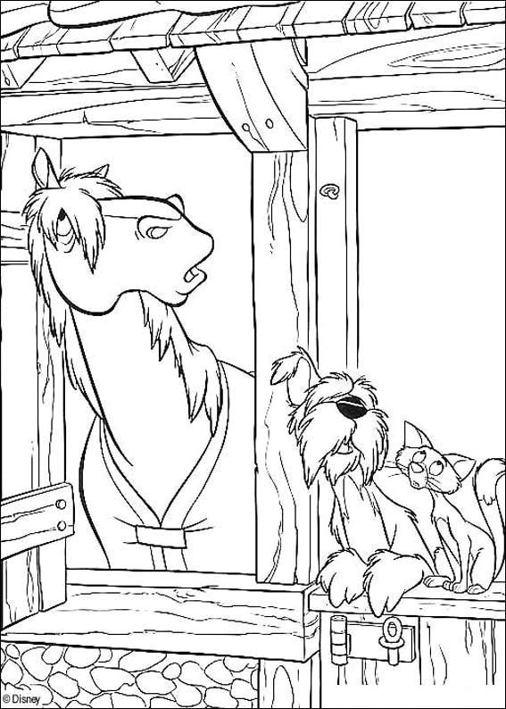 101 Dalmatians horse dog and cat coloring page
