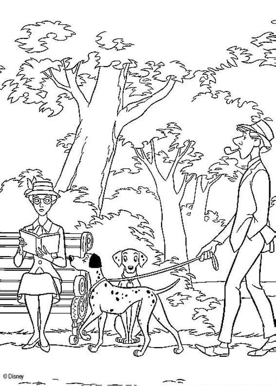 101 Dalmatians walking coloring page