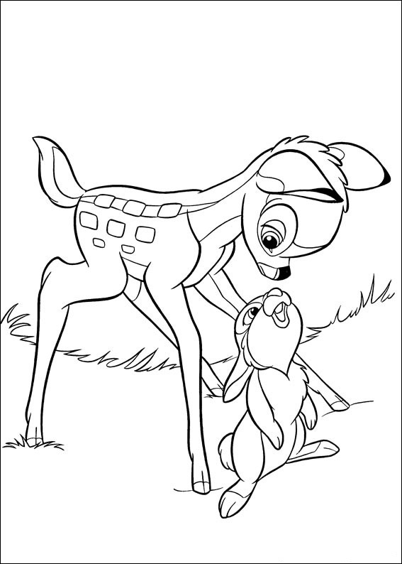 Bambi and bunny coloring page