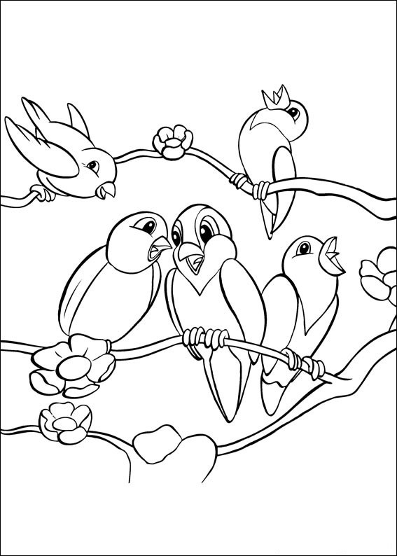 Bambi birds coloring page