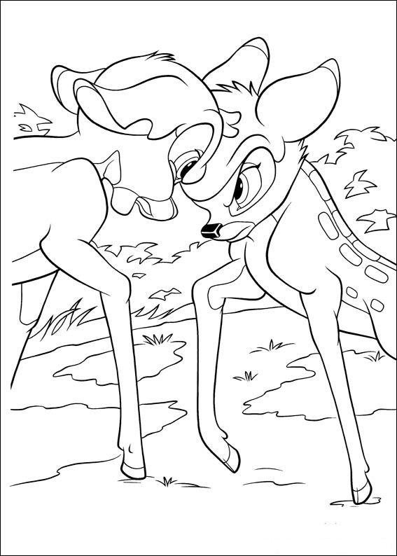 Bambi fighting coloring page