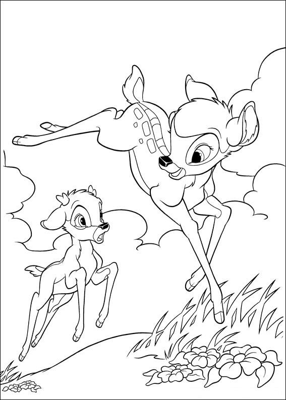 Bambi running coloring page