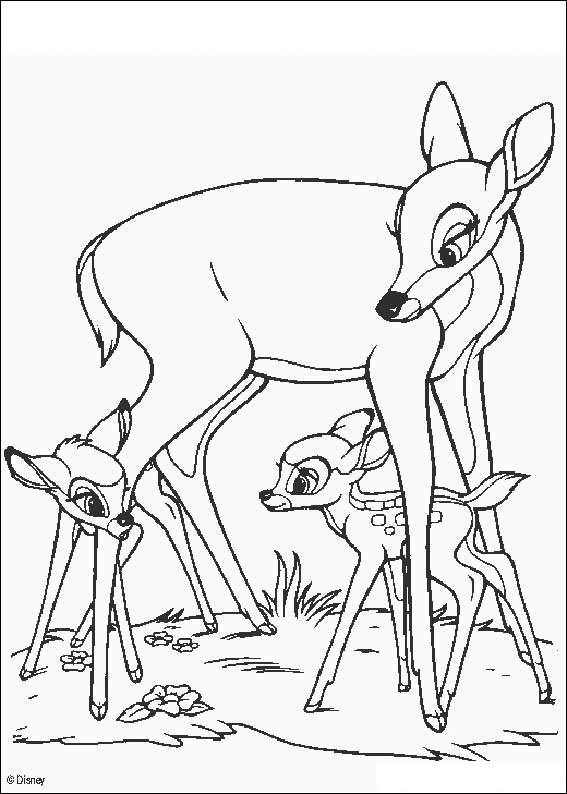 Bambi with mom coloring page