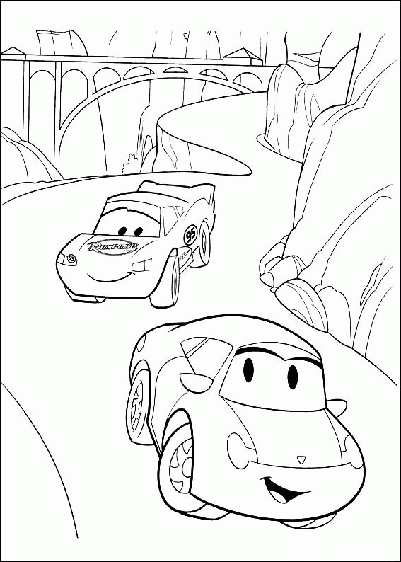 Cars racing coloring page