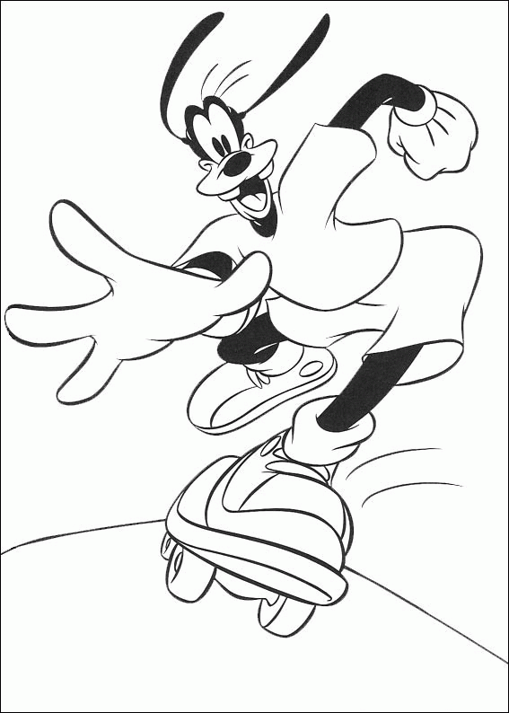 Goofy skateboarding coloring page