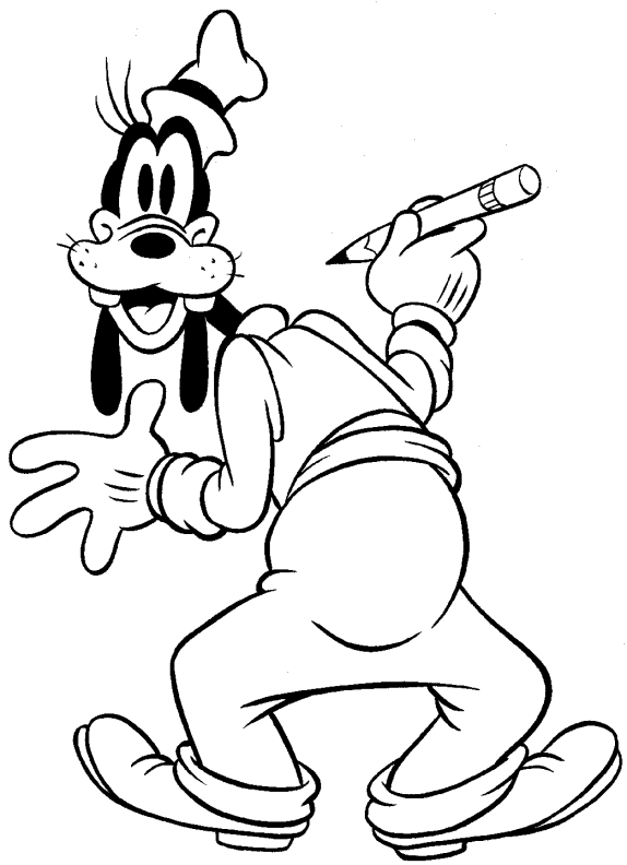 Goofy writing coloring page