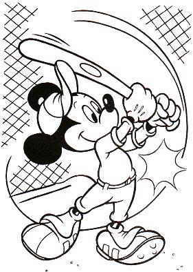 Mickey Mouse baseball coloring page