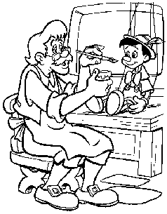 Pinocchio and Jepetto coloring page