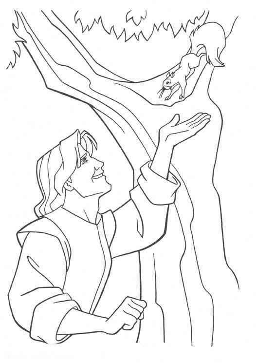 Pocahontas man and chipmunk coloring page