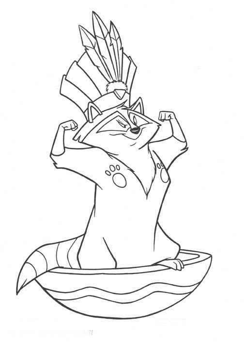 Pocahontas raccoon coloring page